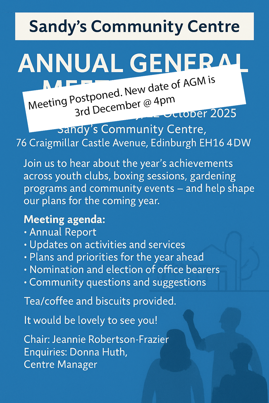 Poster for Sandy's AGM 2025